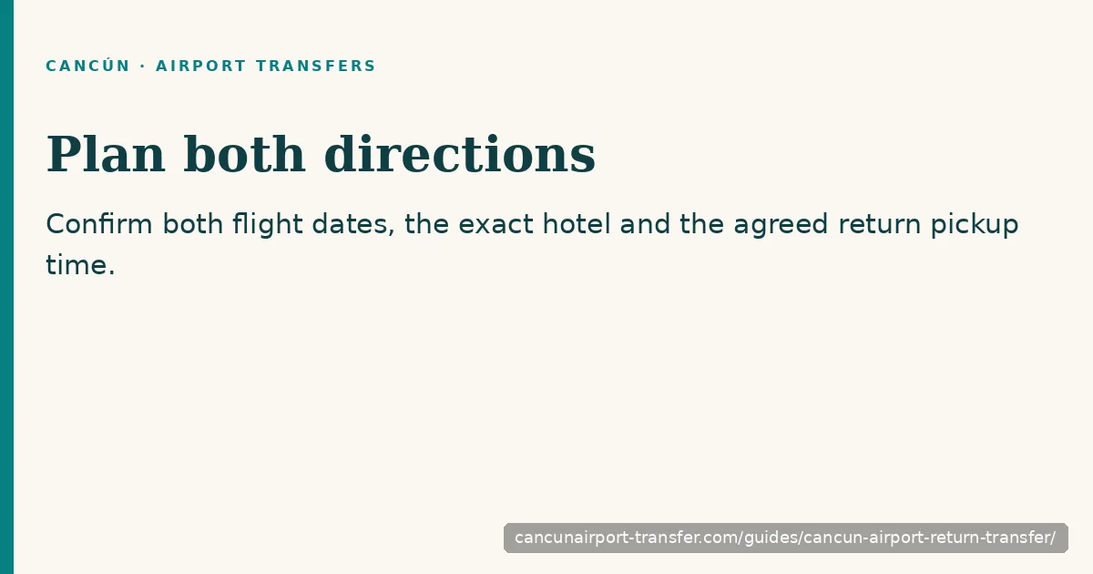 Confirm both flight dates, hotel address and return pickup time